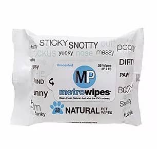 Metro Paws Travel size Natural 25ct Pet Grooming Wipes