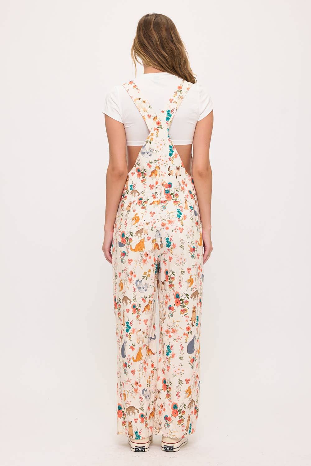 CATS FLORAL PRINT OVERALLS