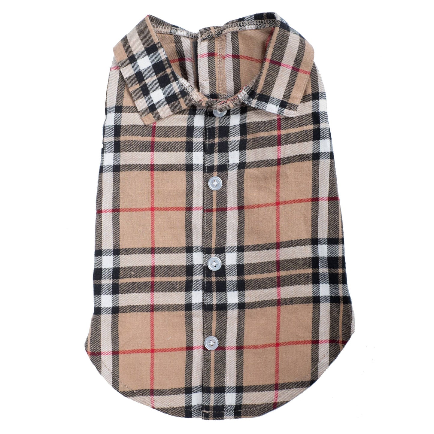 Tan Plaid Shirt: Tan / X Small