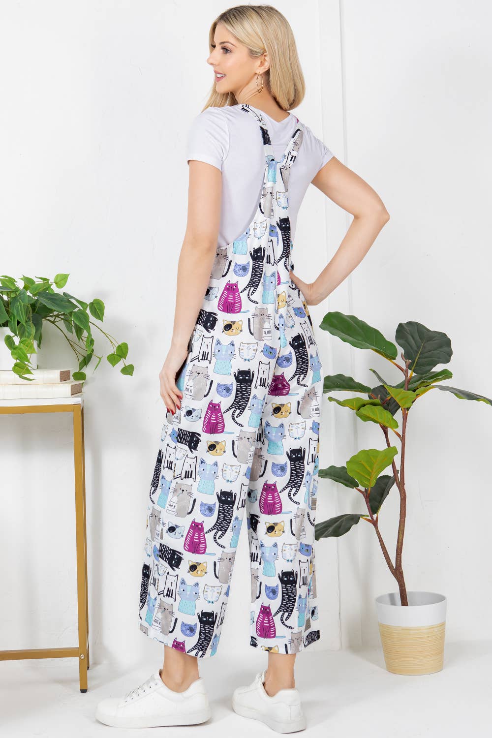 Colorful Cat Corduroy Overall: XL