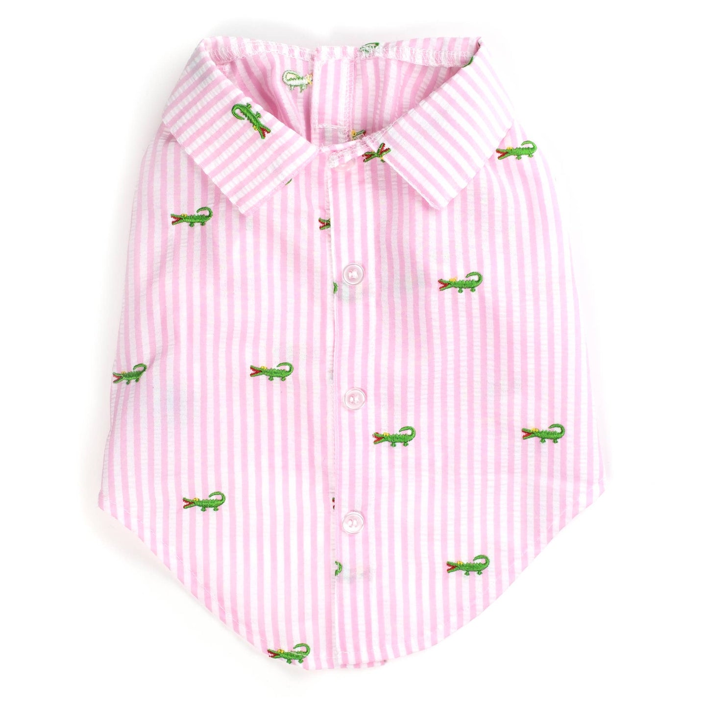 Pink Stripe Alligator Shirt: Pink/White / X Small