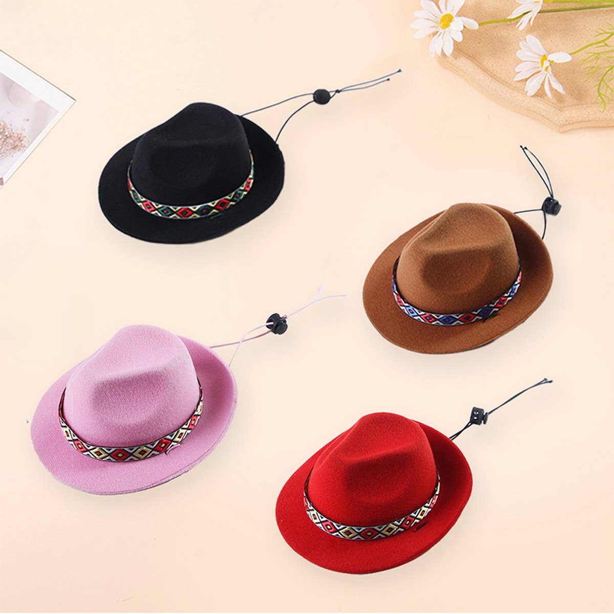 Pet Western Cowboy Sun Hat_CWMM11702: PINK / (OS) 1