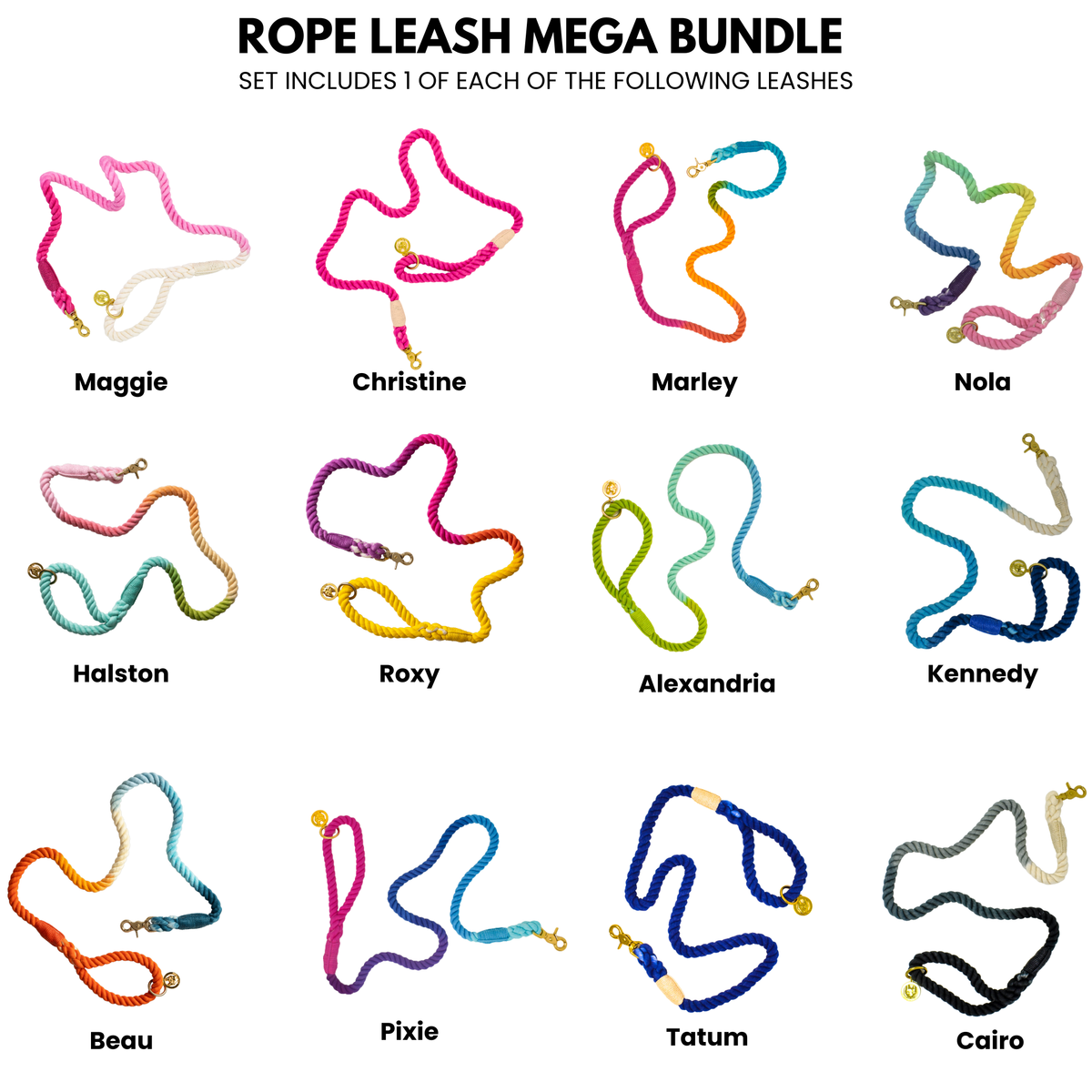 Pink Papyrus | Premium, Durable, & Stylish Dog Products - Rope Leash MEGA Bundle | Dog Leash Pack | Dog Lead Bundle