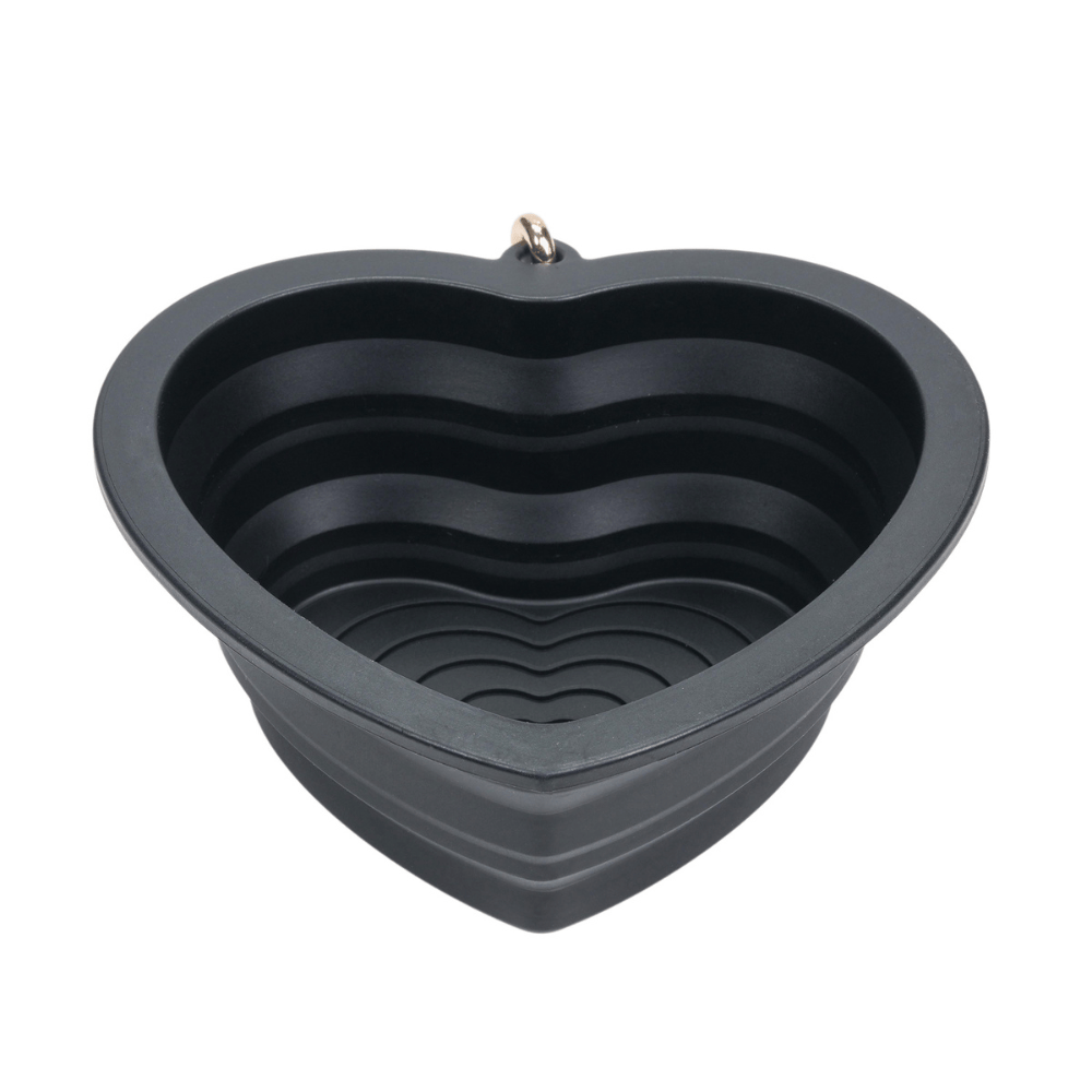 Pink Papyrus | Premium, Durable, & Stylish Dog Products - Black Heart Collapsible Bowl | Travel Pet Bowl