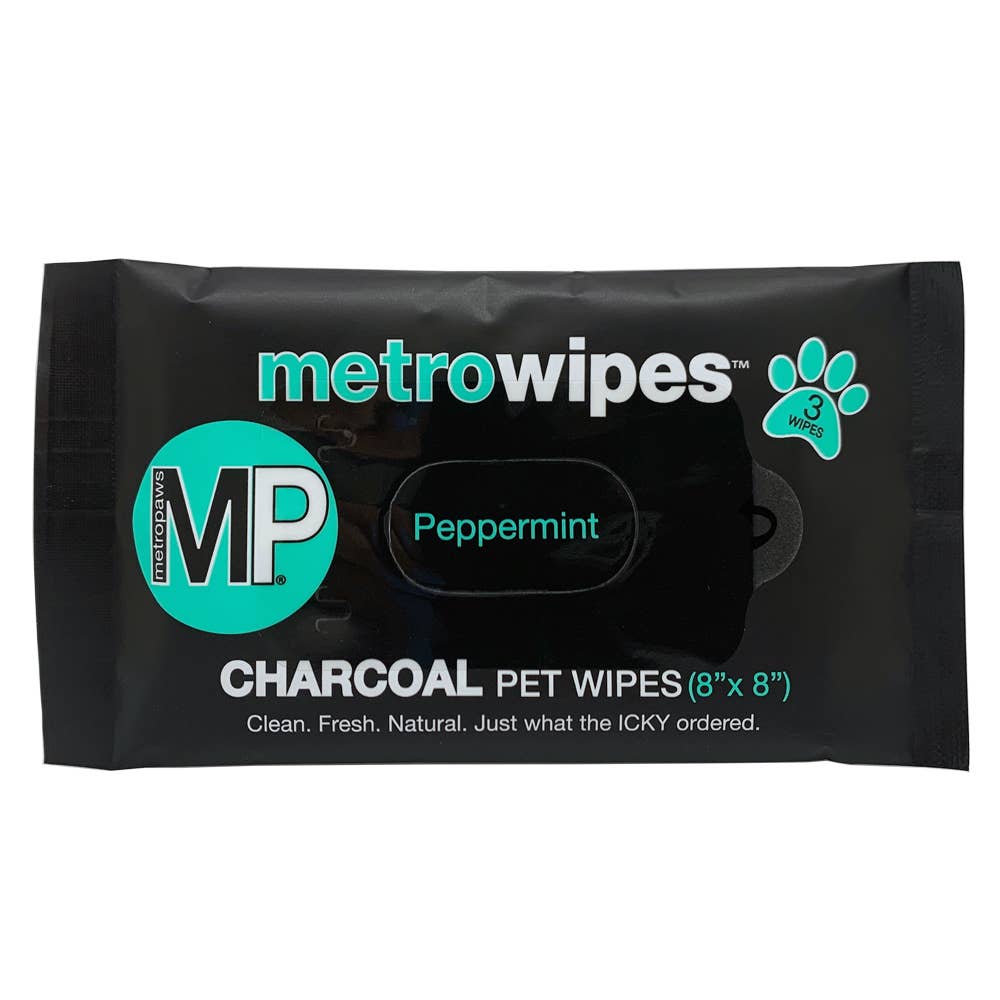 Metro Paws Pet Wipes® 3 Pack Sample Sleeves Charcoal (20ct)
