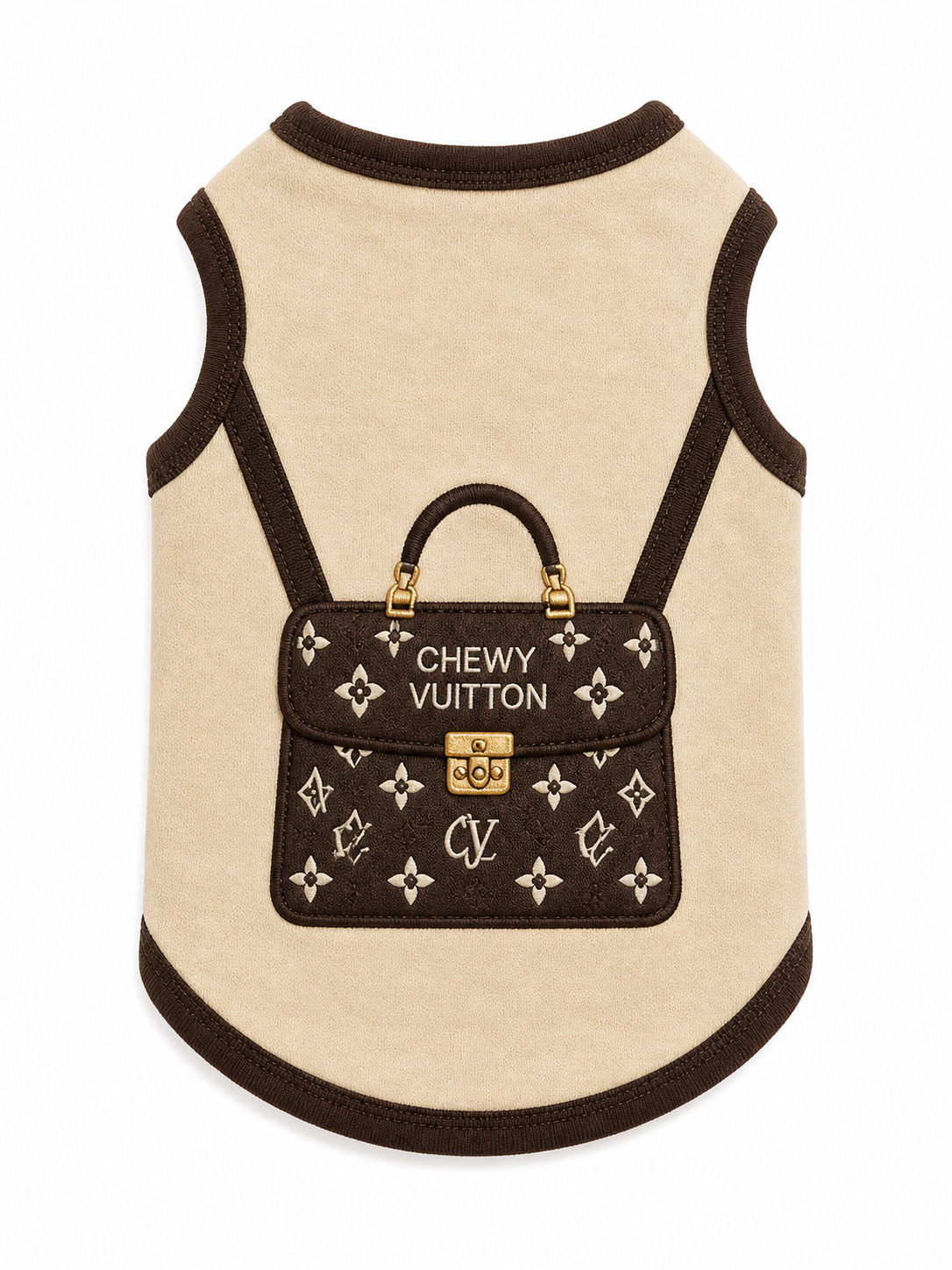 Chewy Crossbody Brown on Biege CB250: Extra Large