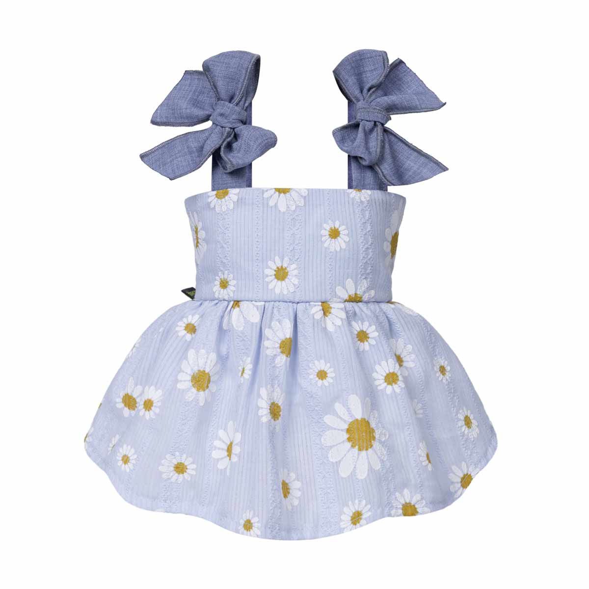 Daisy Bow Dog Dress: LightSkyBlue / X-small