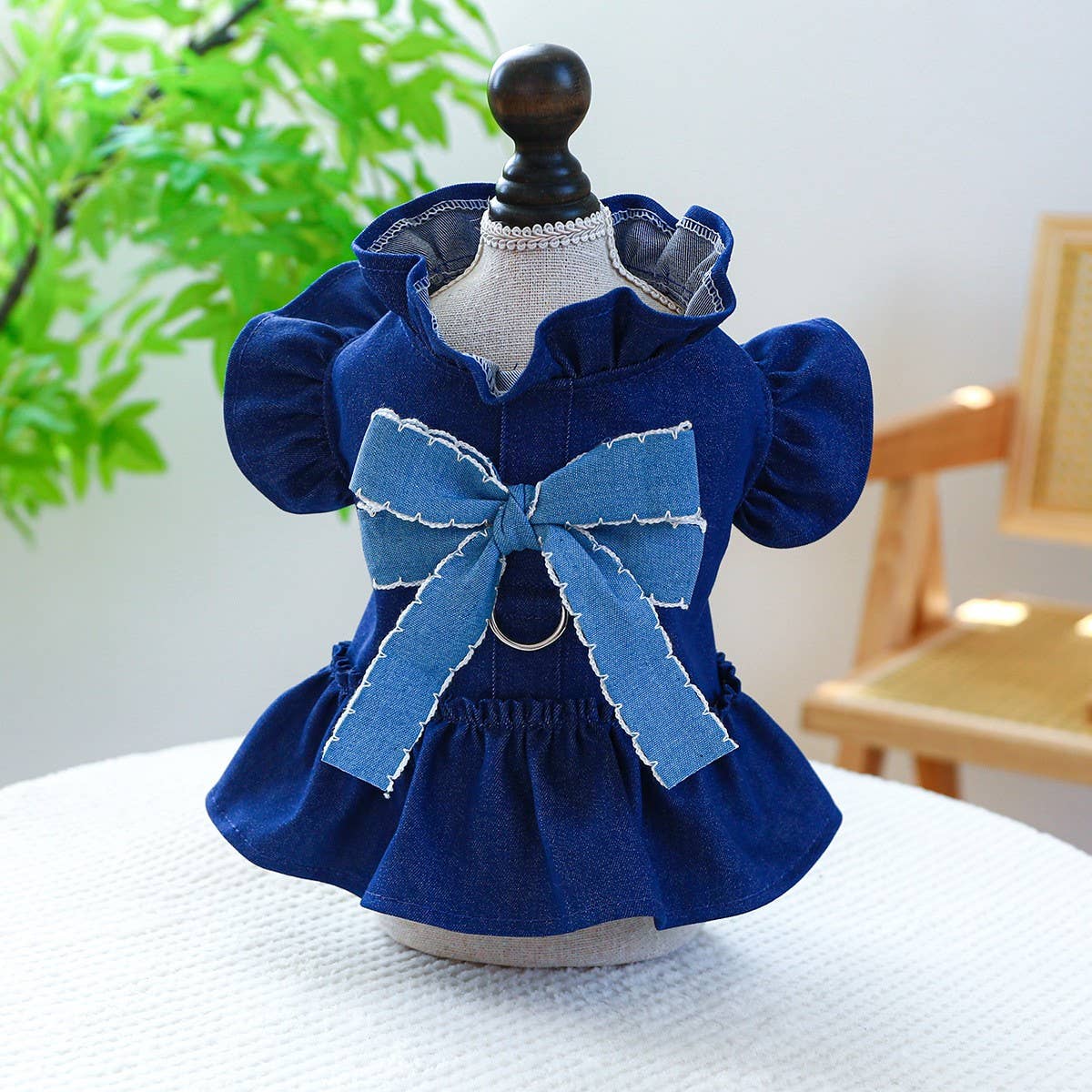 Puppy Kitten Stylish Denim Dress_CWMM13102: BLUE2 / (S) 1