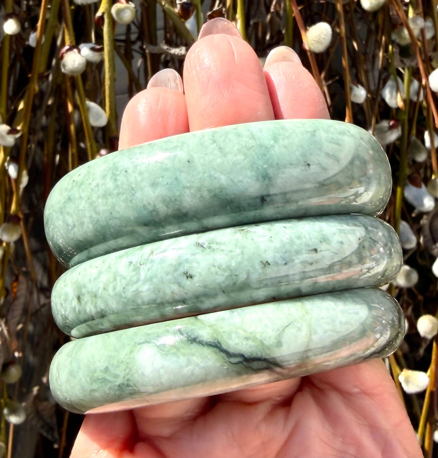 Natural Burma Jade Bangle Bracelet Crystal Healing Energy 