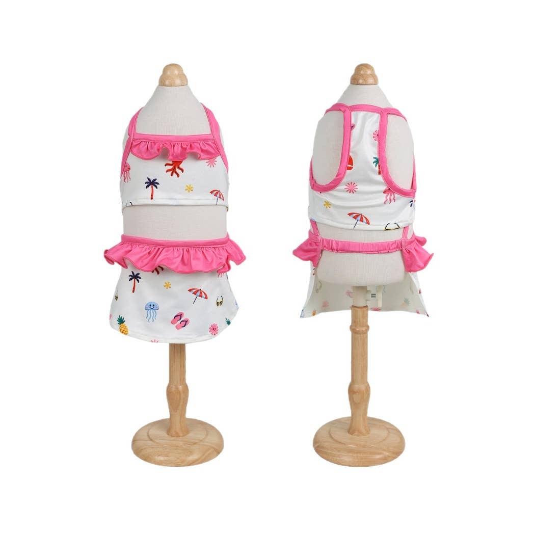 Ozzie - Cartoon Print Split Style Dog Swimsuit: M