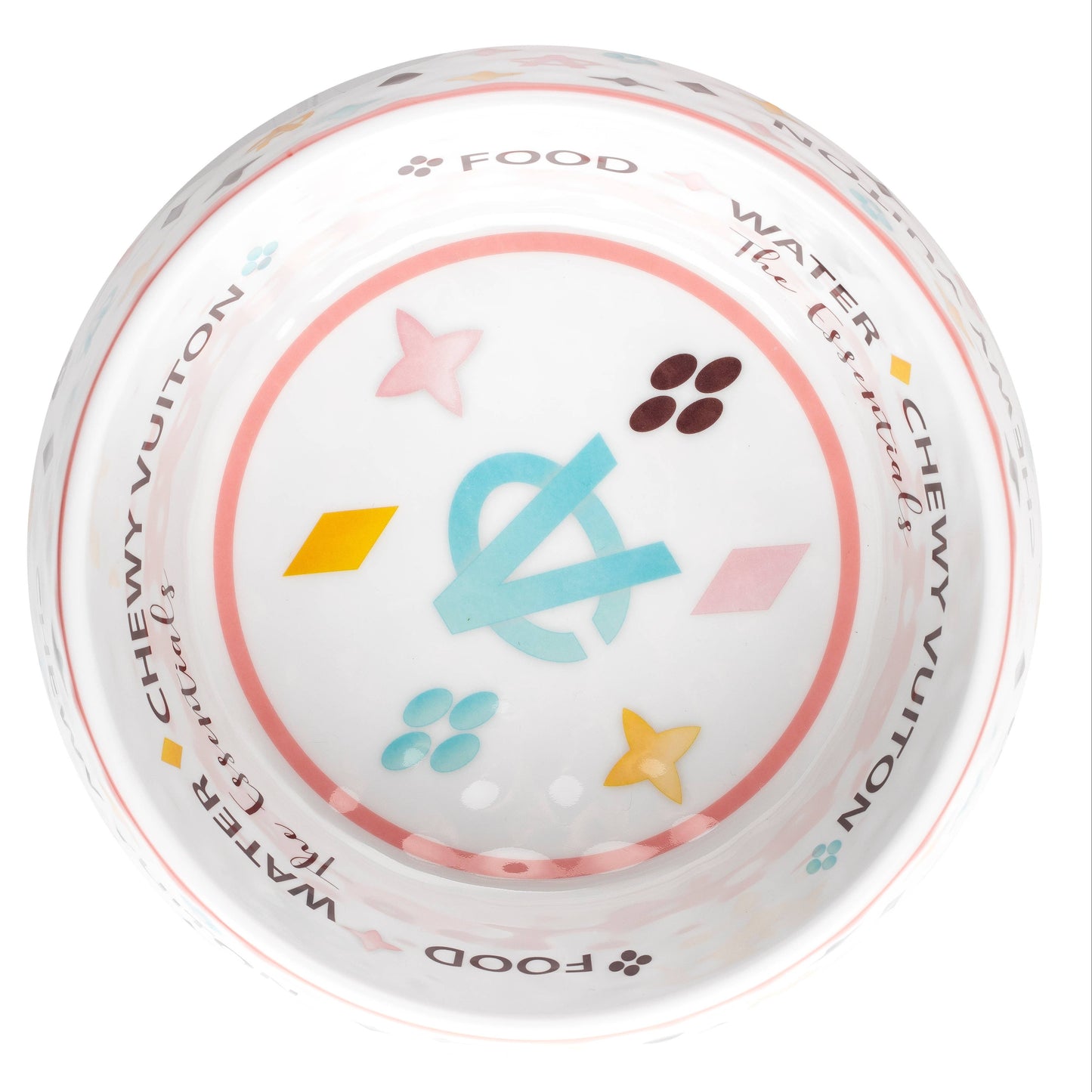 White Chewy Vuiton Dog Bowl - 3 Sizes!! Dog Food Bowl: Large