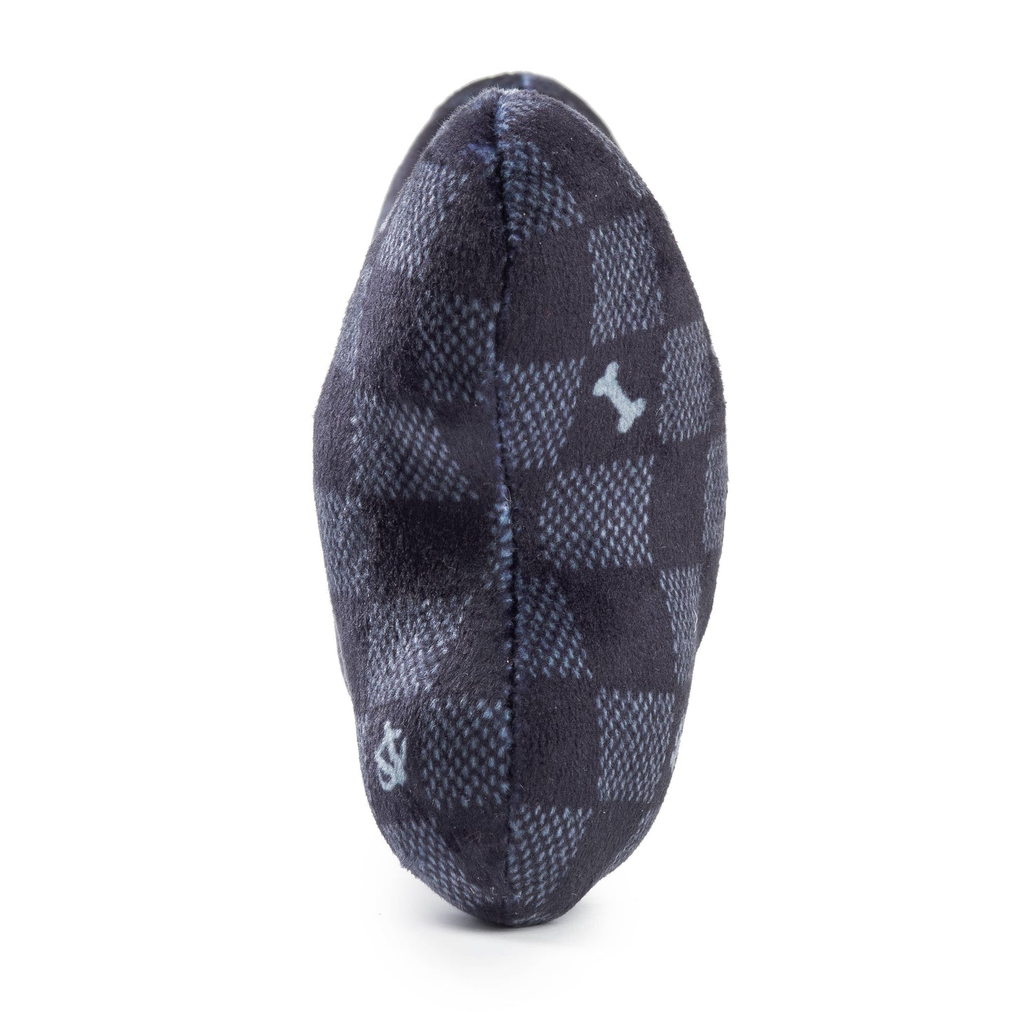 Black Checker Chewy Vuiton Bone Squeaker Dog Toy: XL
