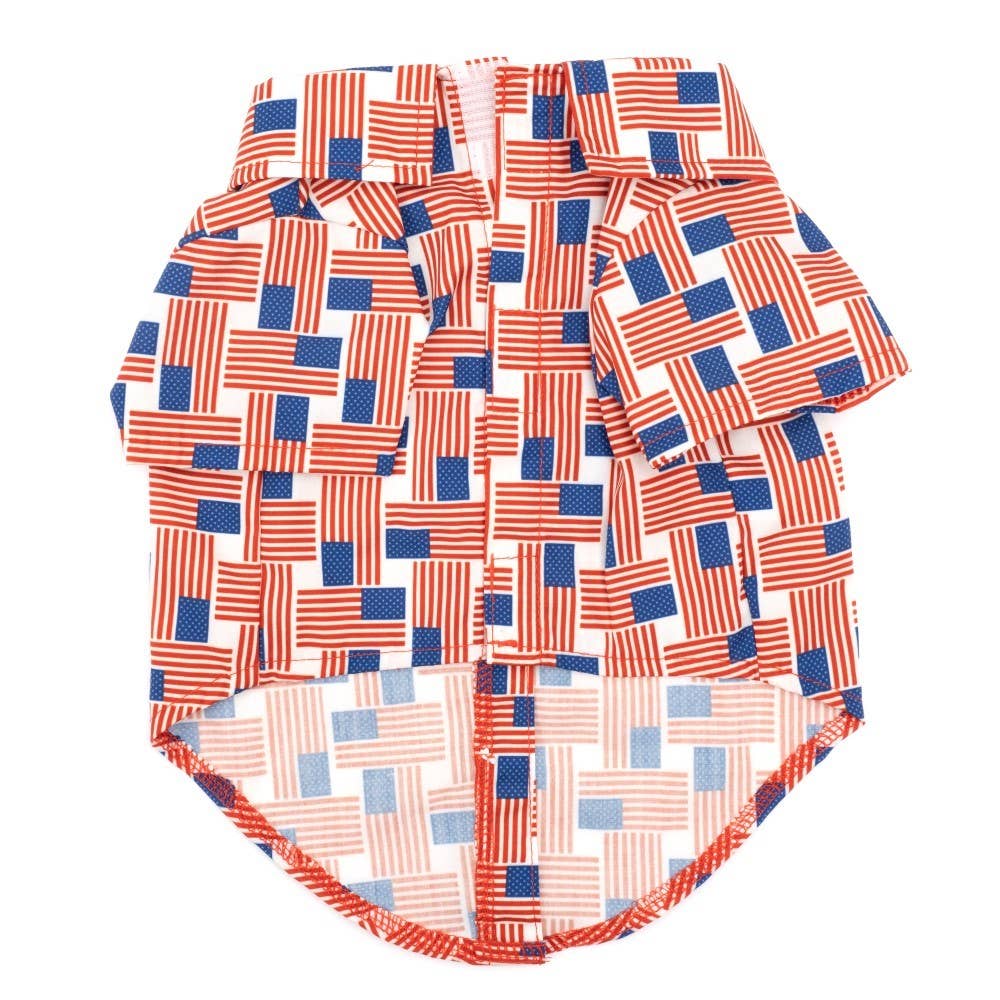 Patchwork Flag Shirt: Red/White/Blue / X Small