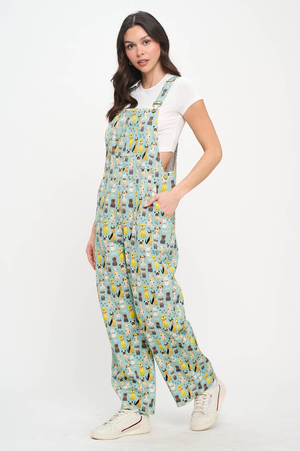 COLORFUL MULTI DOG PRINT OVERALLS