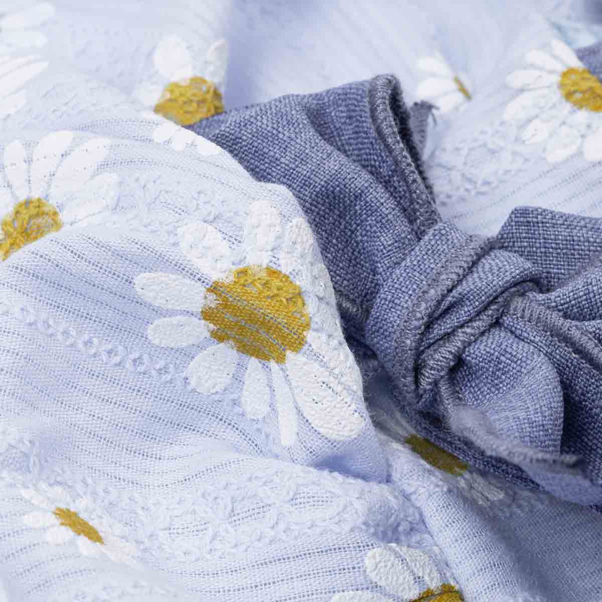 Daisy Bow Dog Dress: LightSkyBlue / X-small