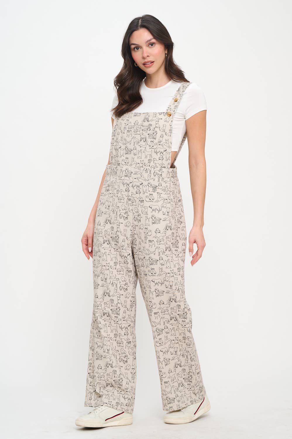 DIFFERENT BREED DOGS PRINT OVERALLS : L