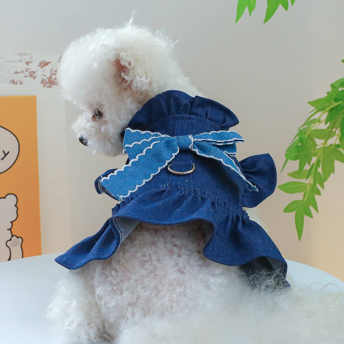 Puppy Kitten Stylish Denim Dress_CWMM13102: BLUE2 / (S) 1