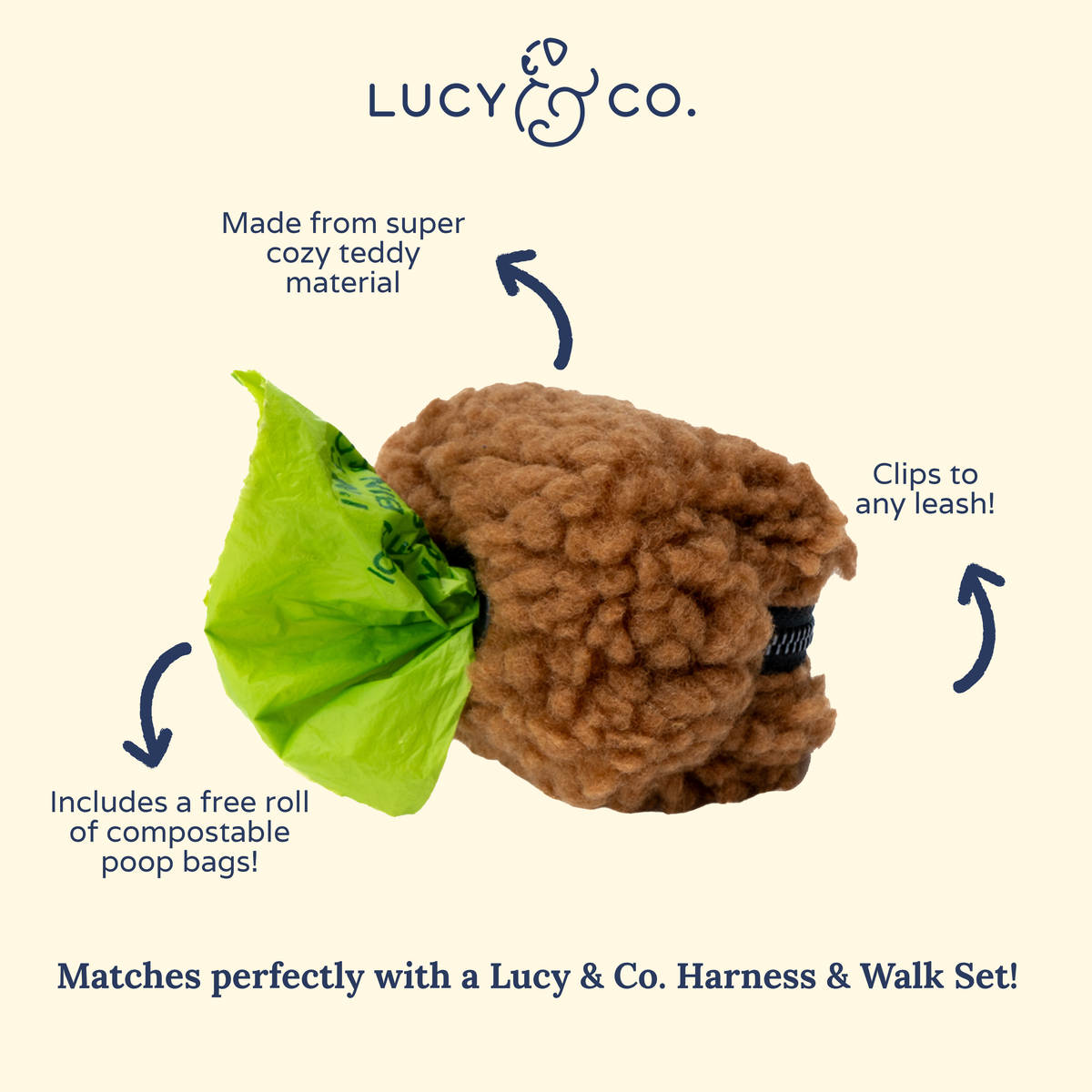 Lucy & Co. - Cinnamon Teddy Poop Bag Holder