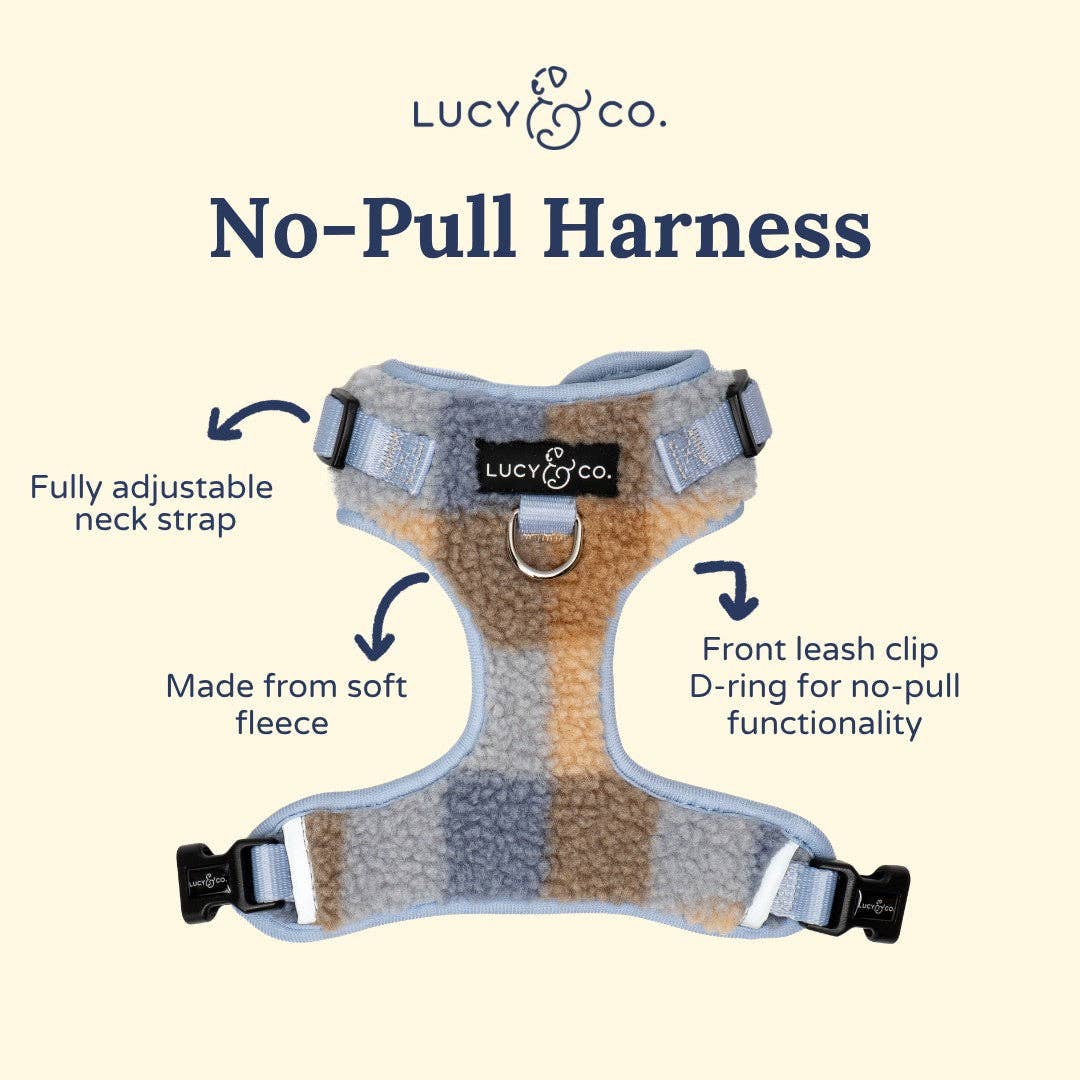 Lucy & Co. - Blue Check Fleece No-Pull Harness