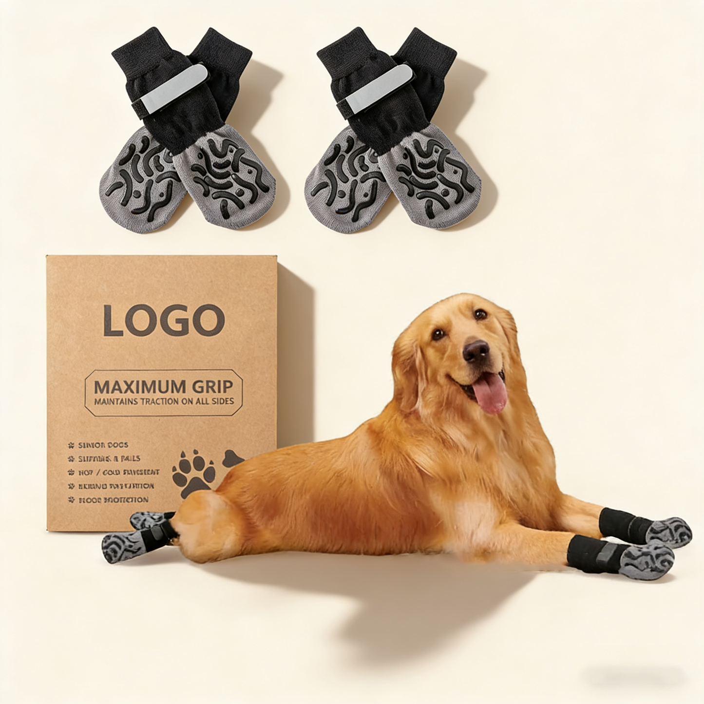 Winter Non-Slip Dog & Cat Socks, Indoor Shoes_CWMM11971: BROWN2 / (M) 1