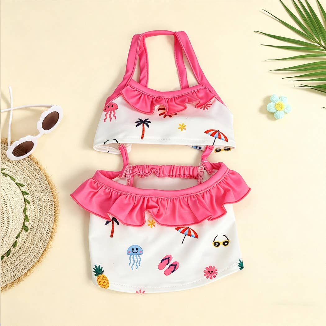 Ozzie - Cartoon Print Split Style Dog Swimsuit: S
