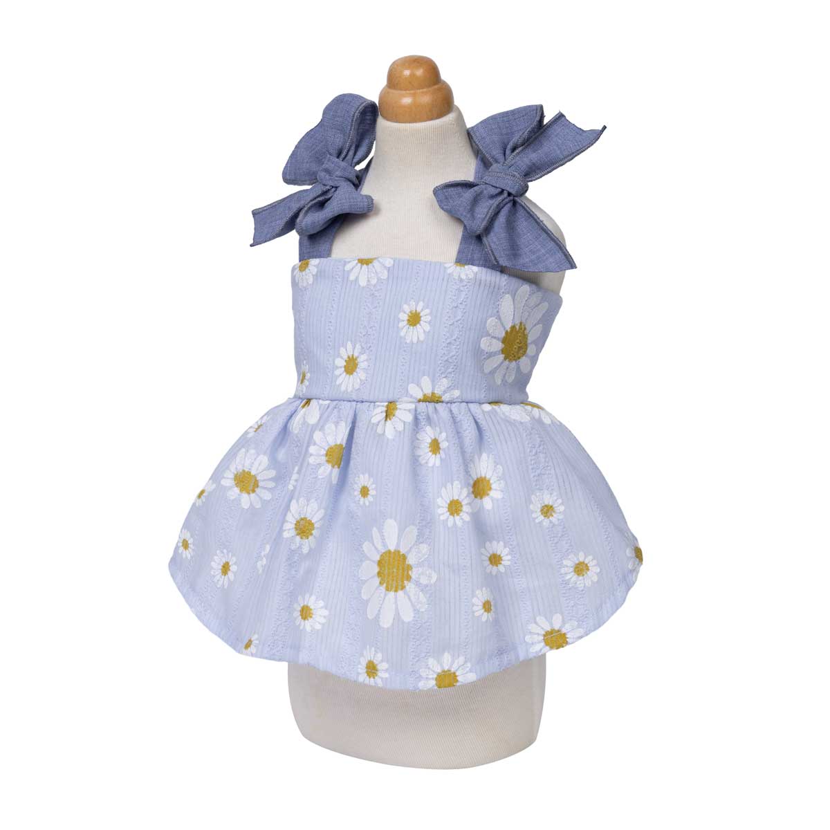 Daisy Bow Dog Dress: LightSkyBlue / X-small