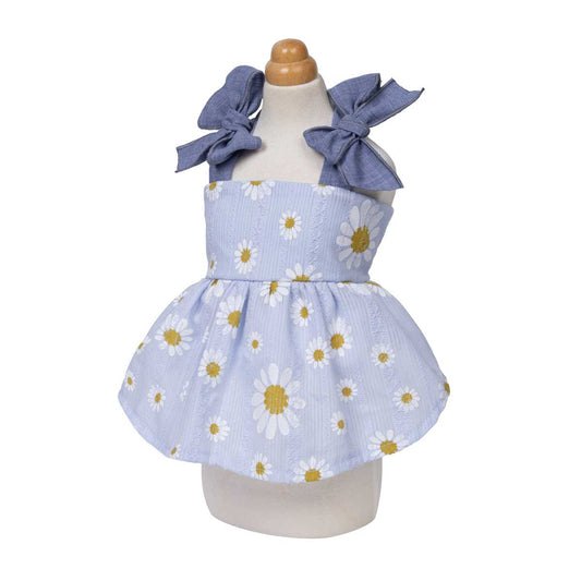 Daisy Bow Dog Dress: LightSkyBlue / X-small