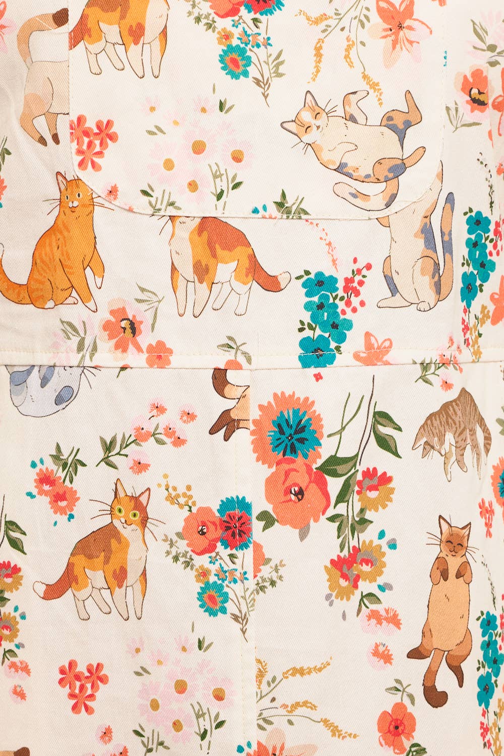 CATS FLORAL PRINT OVERALLS