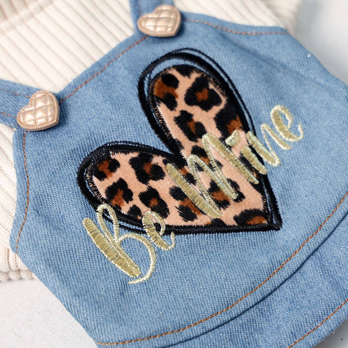 Small Pet Cozy Leopard Heart Dress for Winter_CWMM13029: Blue / (M) 1