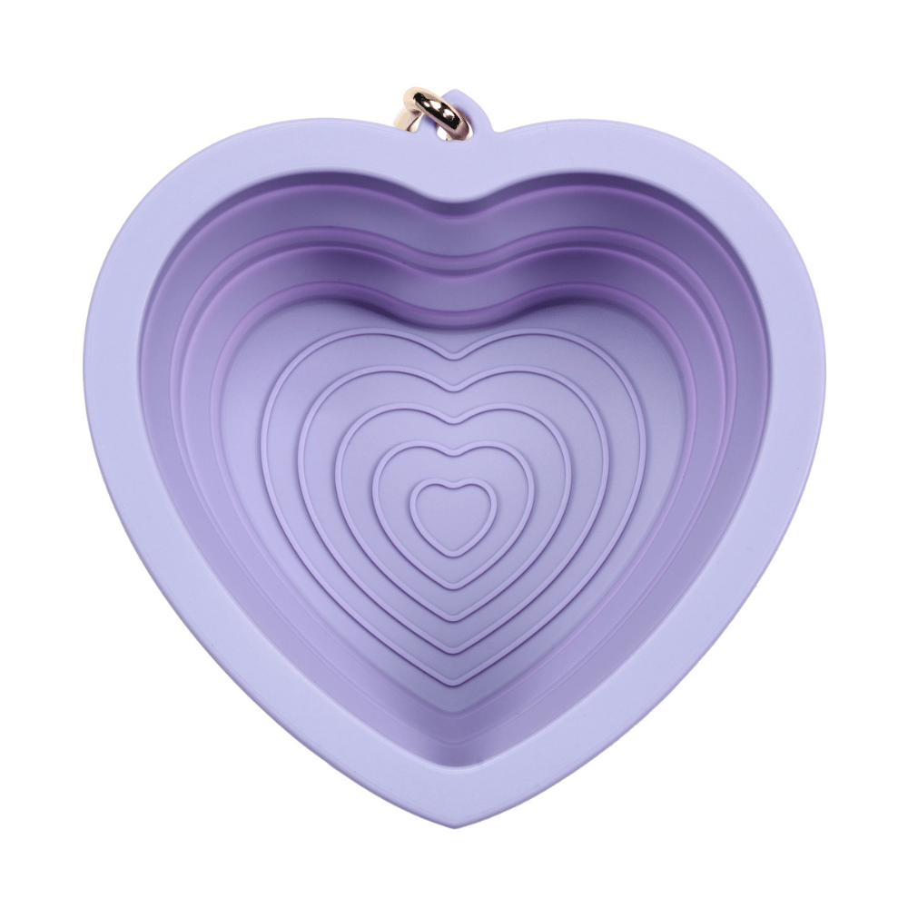 Pink Papyrus | Premium, Durable, & Stylish Dog Products - Lavender Heart Collapsible Bowl | Pet Travel Bowl