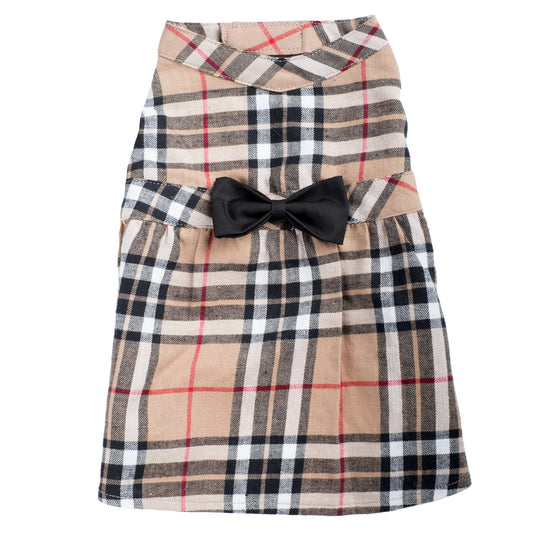 Tan Plaid Dress: Tan / Small
