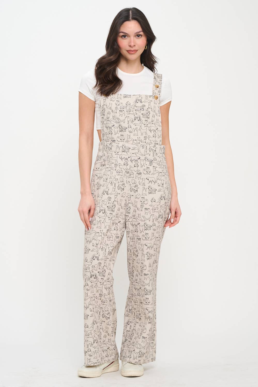 DIFFERENT BREED DOGS PRINT OVERALLS : L