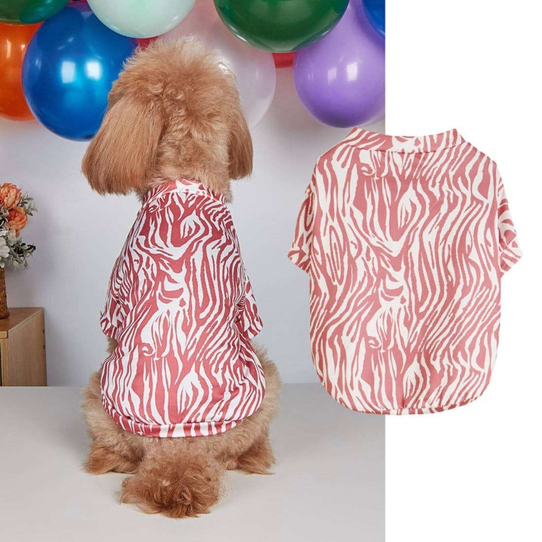 Ozzie - Zebra Print Dog T-Shirt: Black / XS