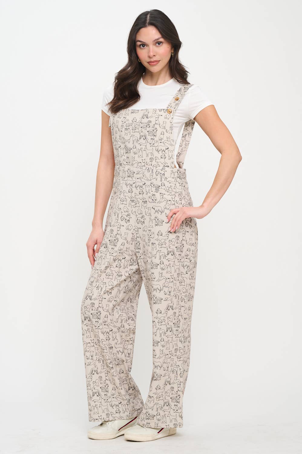DIFFERENT BREED DOGS PRINT OVERALLS : L