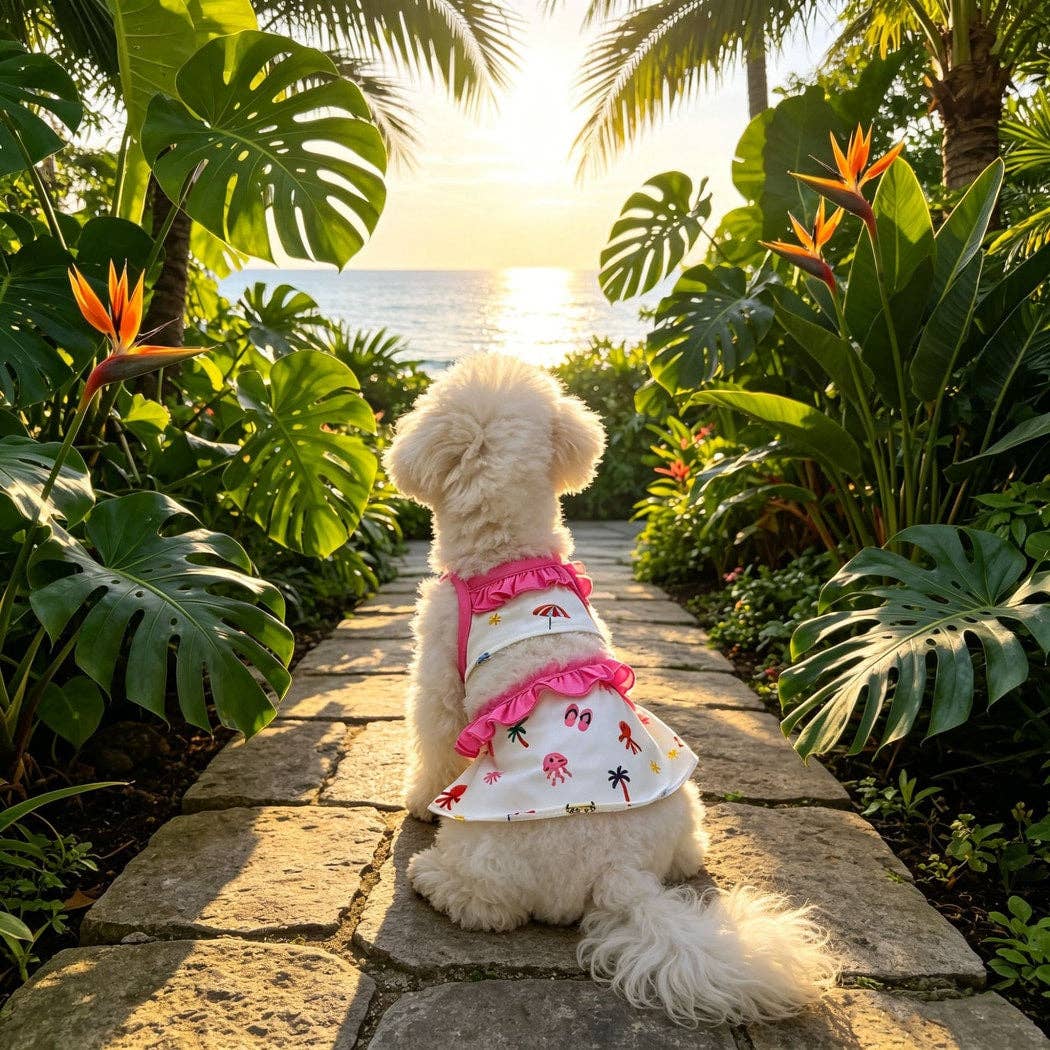 Ozzie - Cartoon Print Split Style Dog Swimsuit: S
