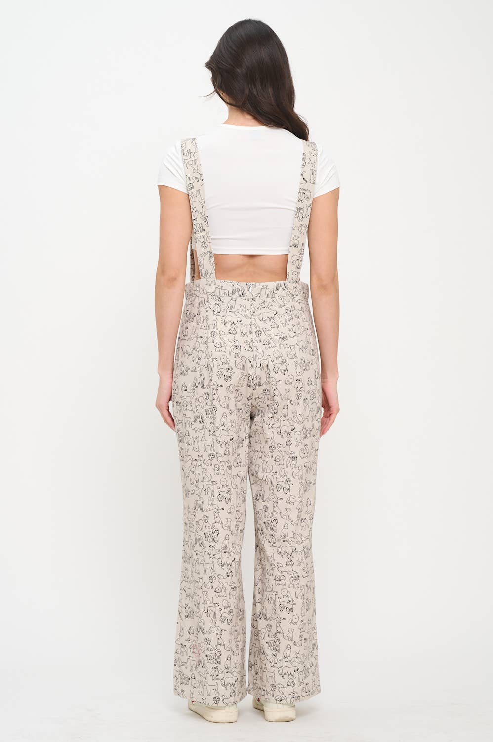 DIFFERENT BREED DOGS PRINT OVERALLS : L