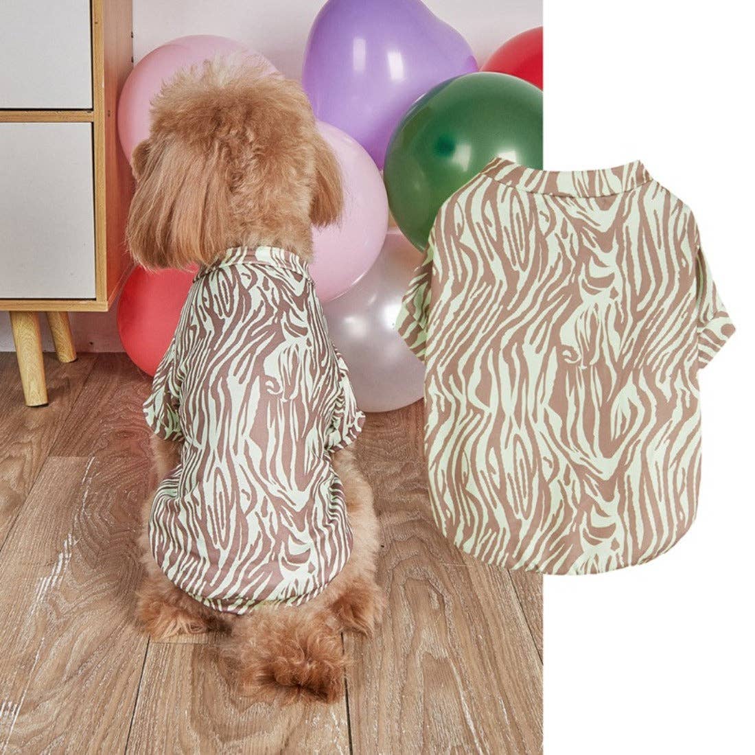 Ozzie - Zebra Print Dog T-Shirt: Black / XS