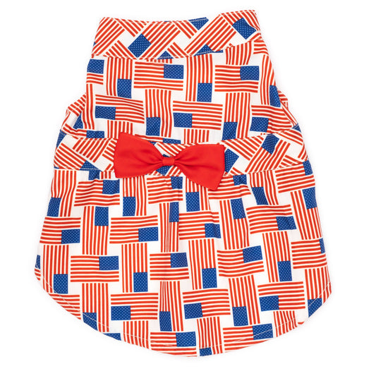 Patchwork Flag Dress: Red/White/Blue / Small