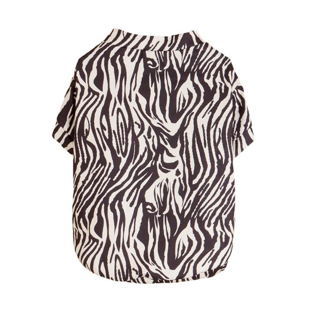 Ozzie - Zebra Print Dog T-Shirt: Black / XS