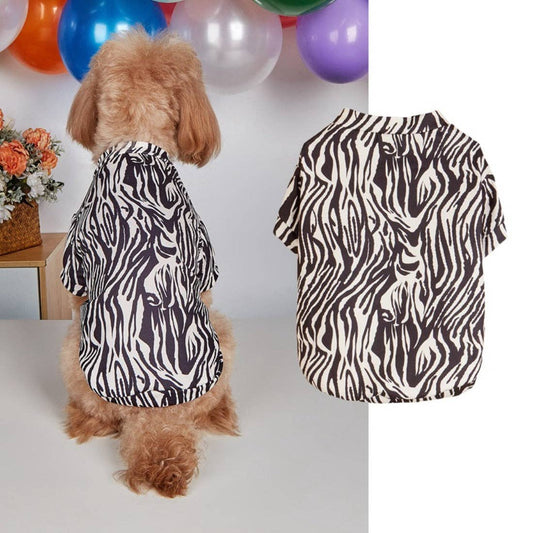 Ozzie - Zebra Print Dog T-Shirt: Black / XS