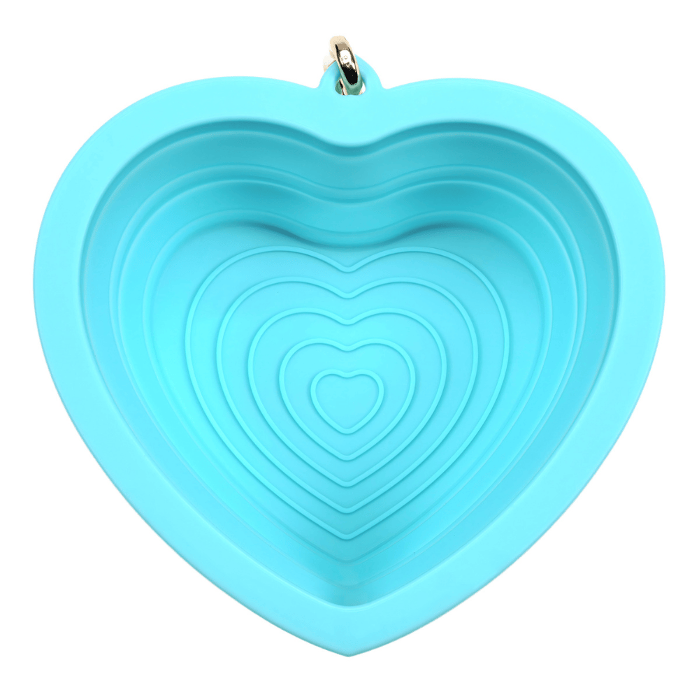 Pink Papyrus | Premium, Durable, & Stylish Dog Products - Aqua Heart Collapsible Bowl | Blue Pet Travel Bowl
