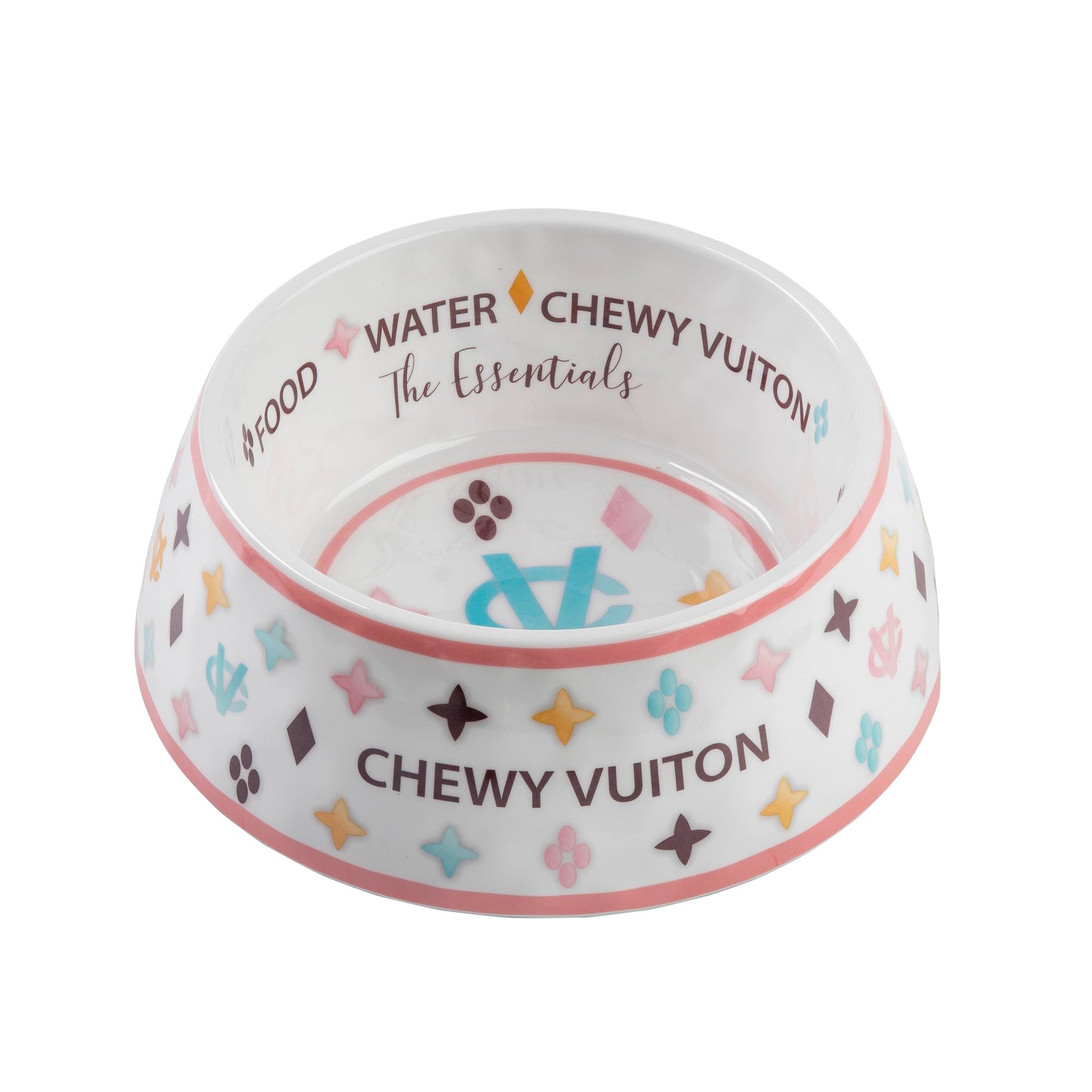 White Chewy Vuiton Dog Bowl - 3 Sizes!! Dog Food Bowl: Large