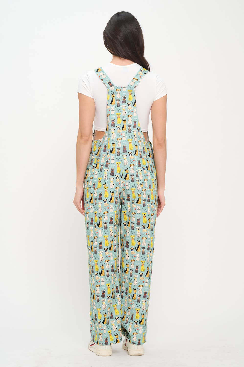 COLORFUL MULTI DOG PRINT OVERALLS