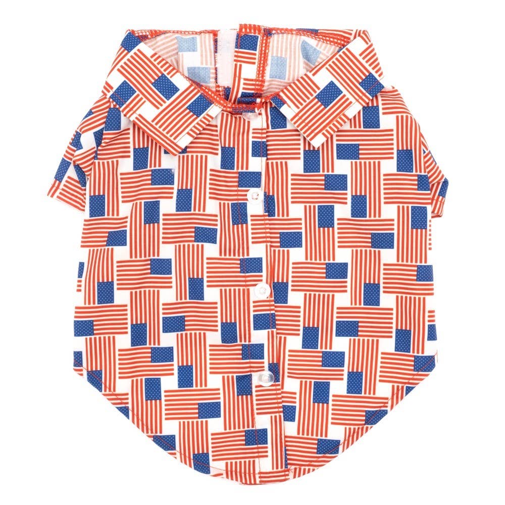 Patchwork Flag Shirt: Red/White/Blue / X Small