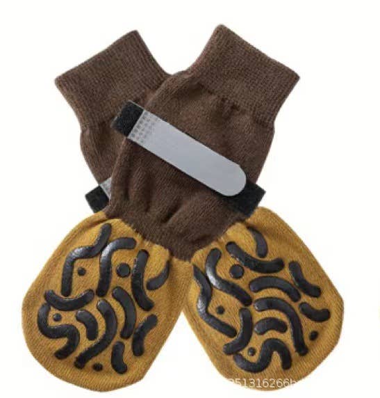 Winter Non-Slip Dog & Cat Socks, Indoor Shoes_CWMM11971: BROWN2 / (L) 1