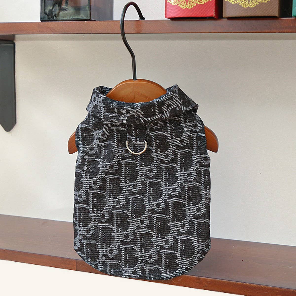 Denim Coat for Winter Embroidered for Dogs  Cats_CWMM10949: Black / (XL) 1