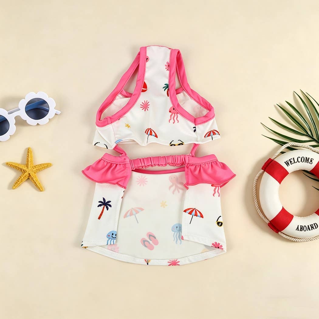 Ozzie - Cartoon Print Split Style Dog Swimsuit: XL