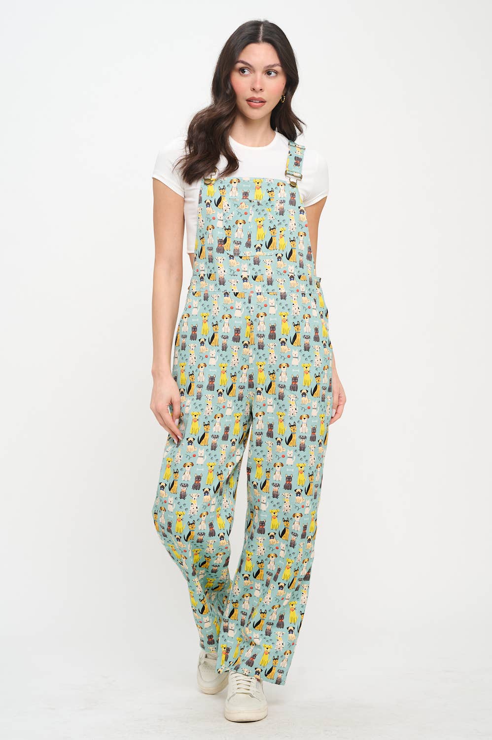COLORFUL MULTI DOG PRINT OVERALLS